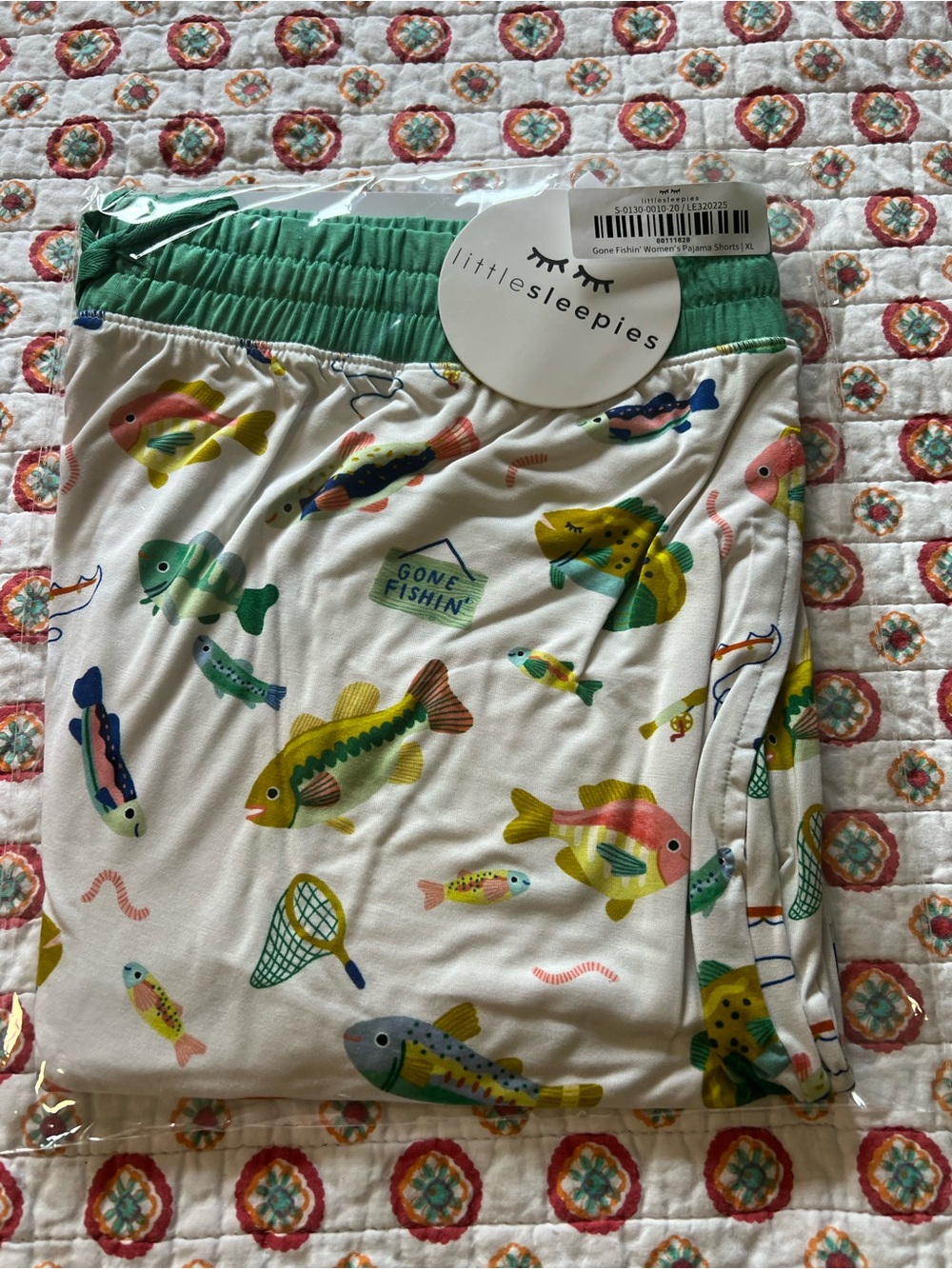 NWT Little Sleepies Gone Fishing Bamboo Lounge Pajamas Shorts size XL